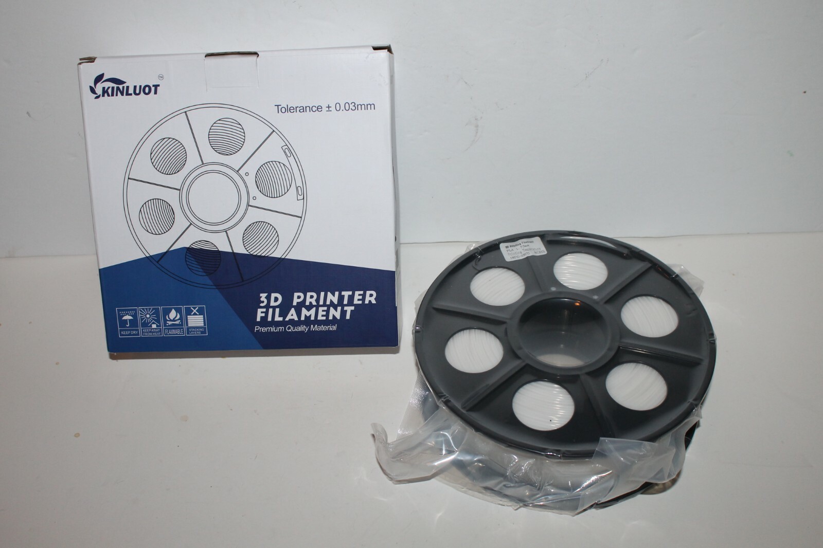 Kinluot 3D Printer Filament PLA 1.75mm w/ 0.03mm Tolerance WHITE - NEW SEALED