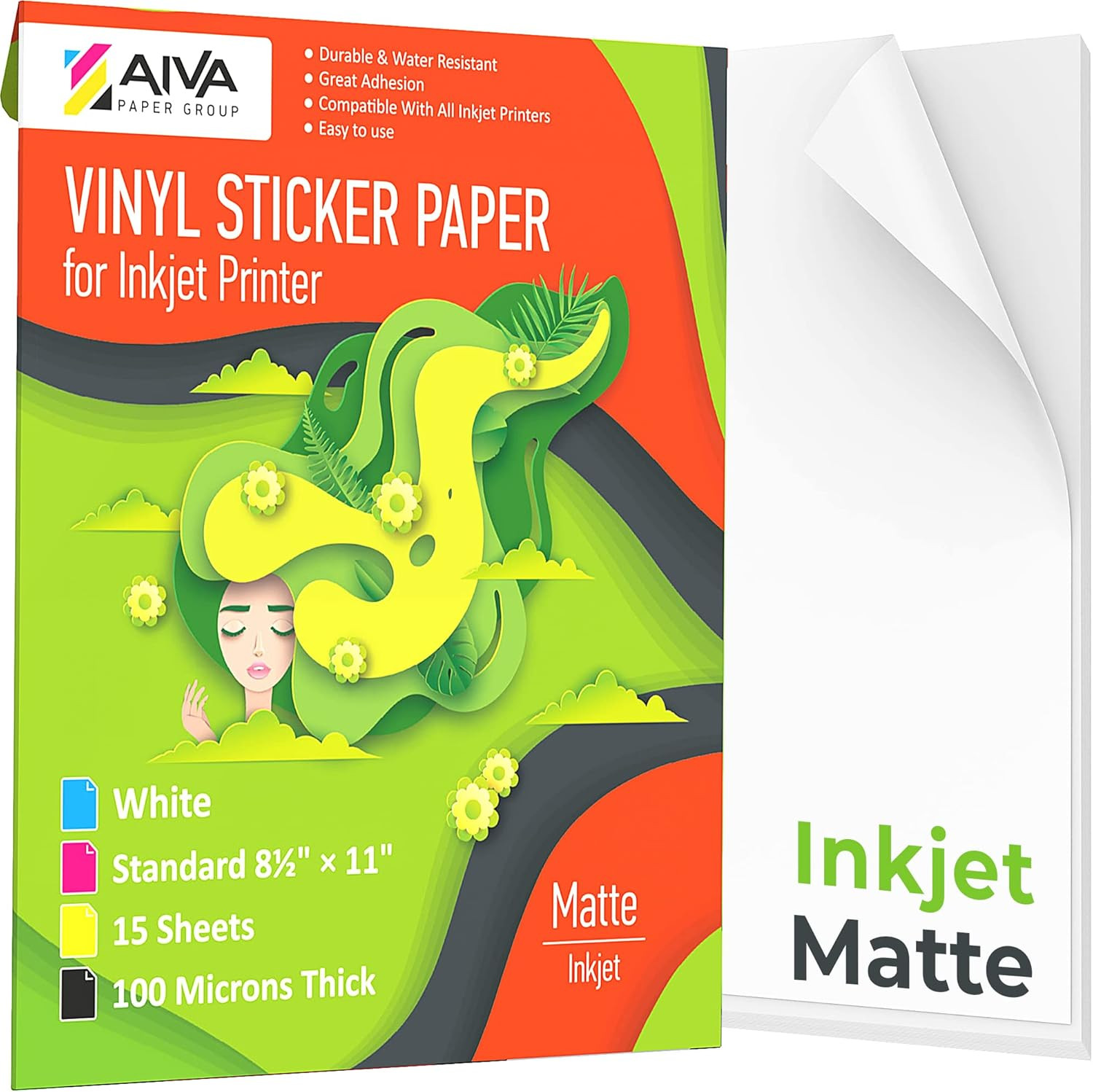 Papel adhesivo de vinilo imprimible para impresora de inyección de tinta - Blanc