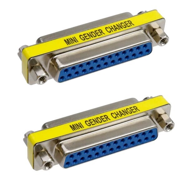 2 Pcs 25-Pin DB25 Serial D-Sub Female to Female Adapter Gender Changer Coupler
