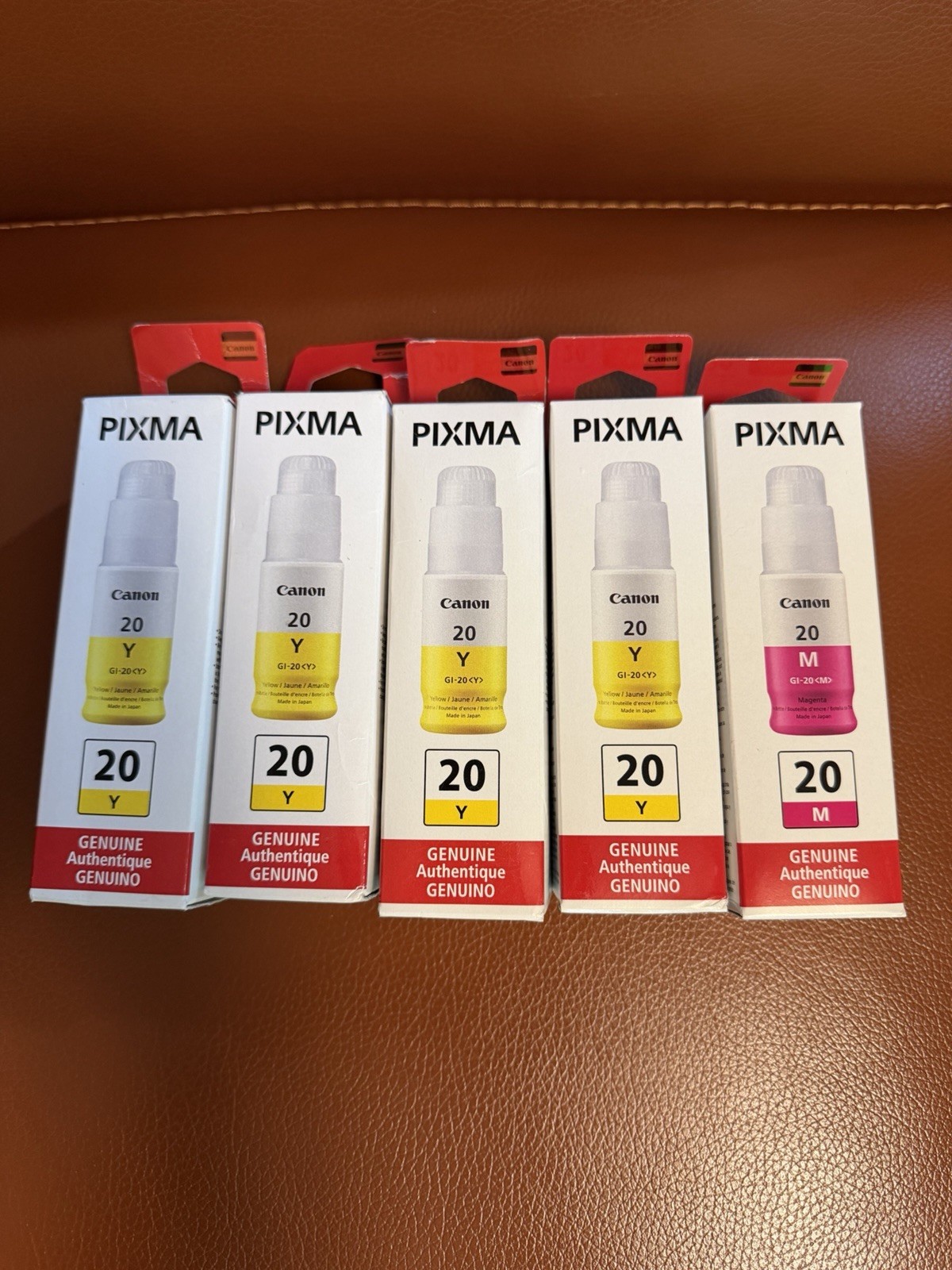 Canon MegaTank Refills 5-Pack Ink Bottles GI-20 MY For Models G5020/G6020/G7020