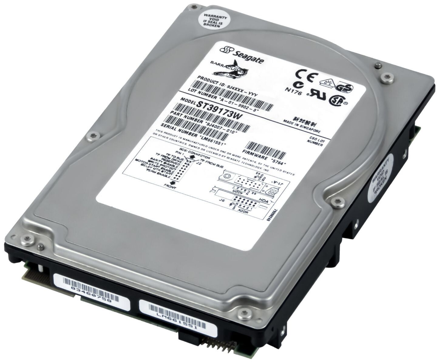 HARD DRIVE SEAGATE BARRACUDA 9LP ST39173W 9.1GB 7.2K SCSI ULTRA WIDE 3.5''