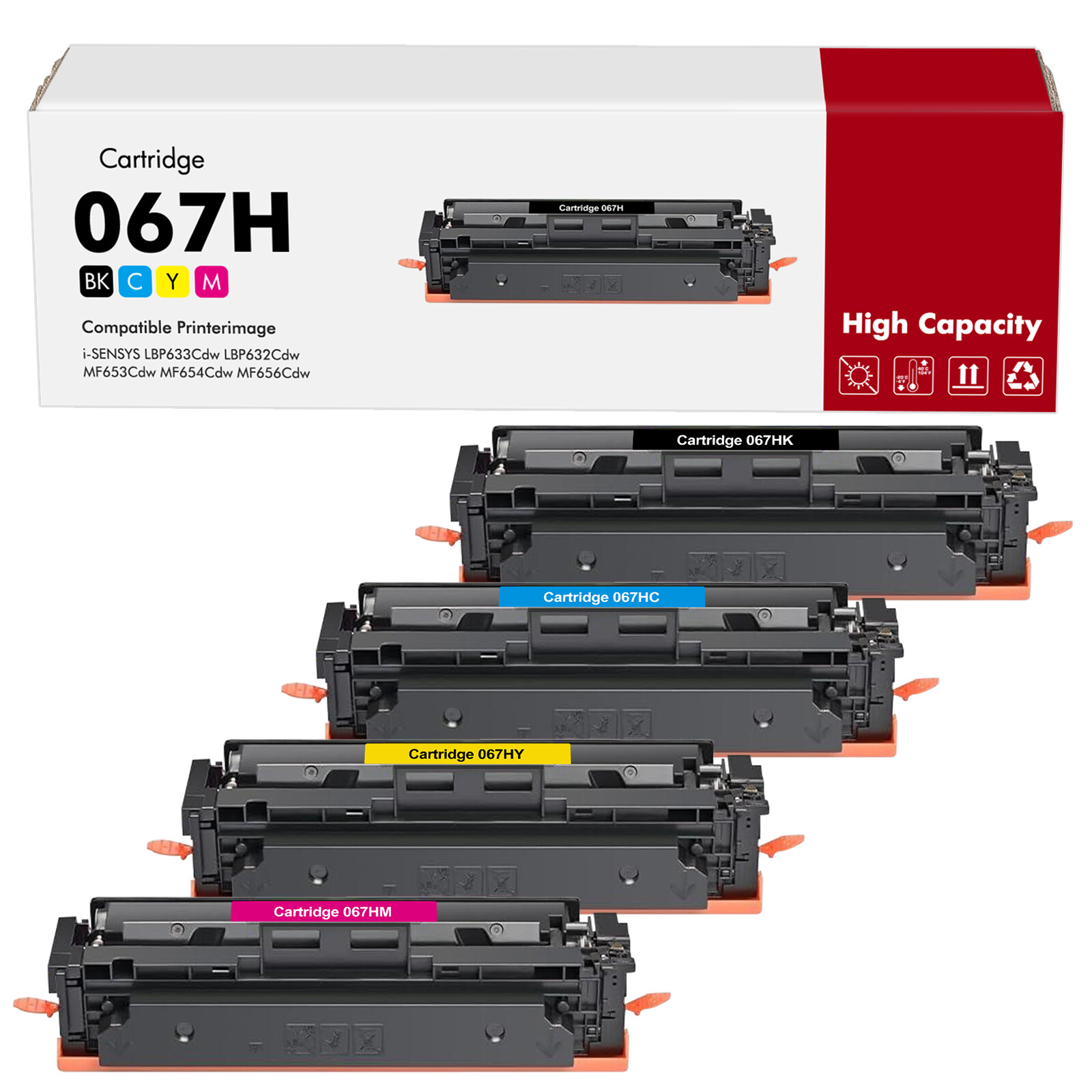 4 Packs 067H Toner Cartridge for Canon 067H Color imageCLASS MF656Cdw LBP633Cdw