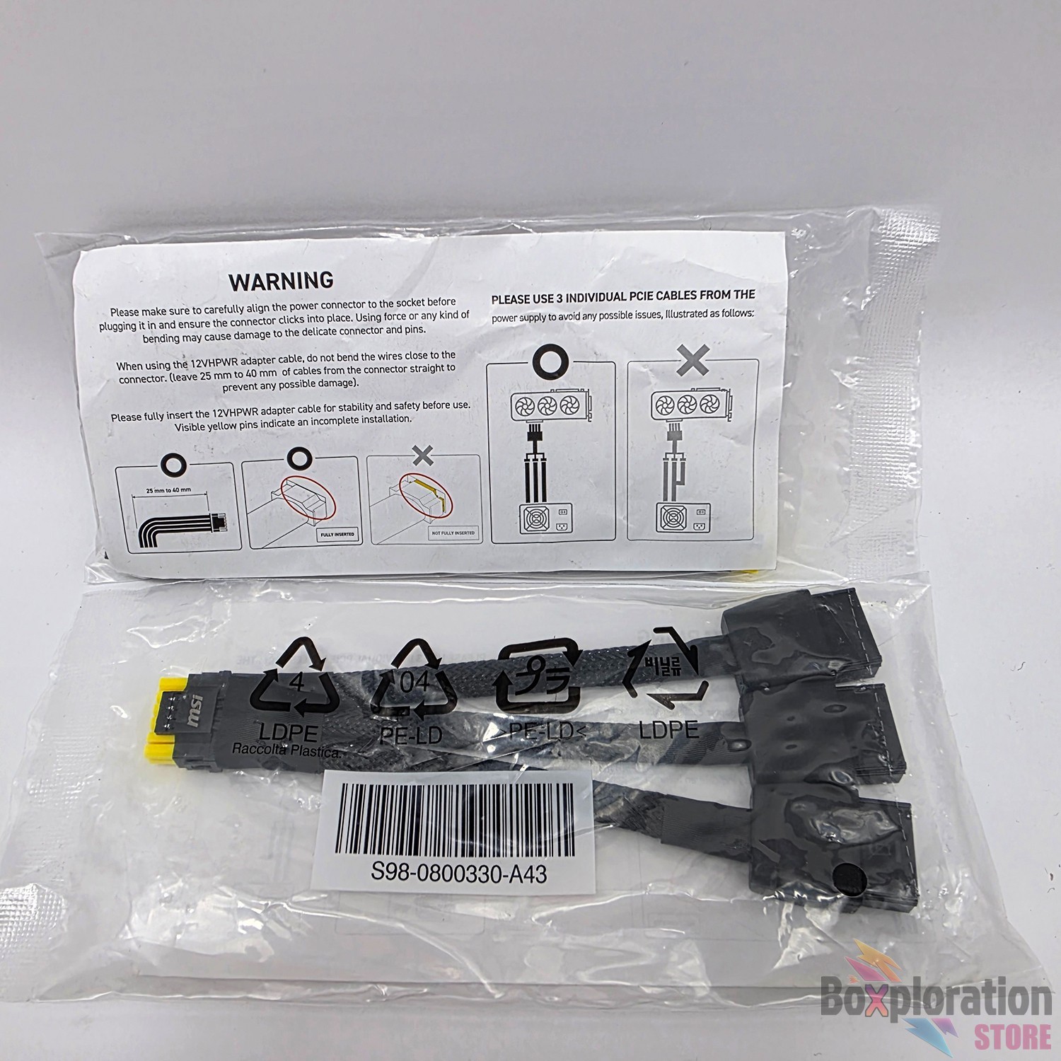 MSI 12VHPWR 16-Pin to 3x 8-Pin PCIe Power Adapter Cable (S98-0800330-A43)