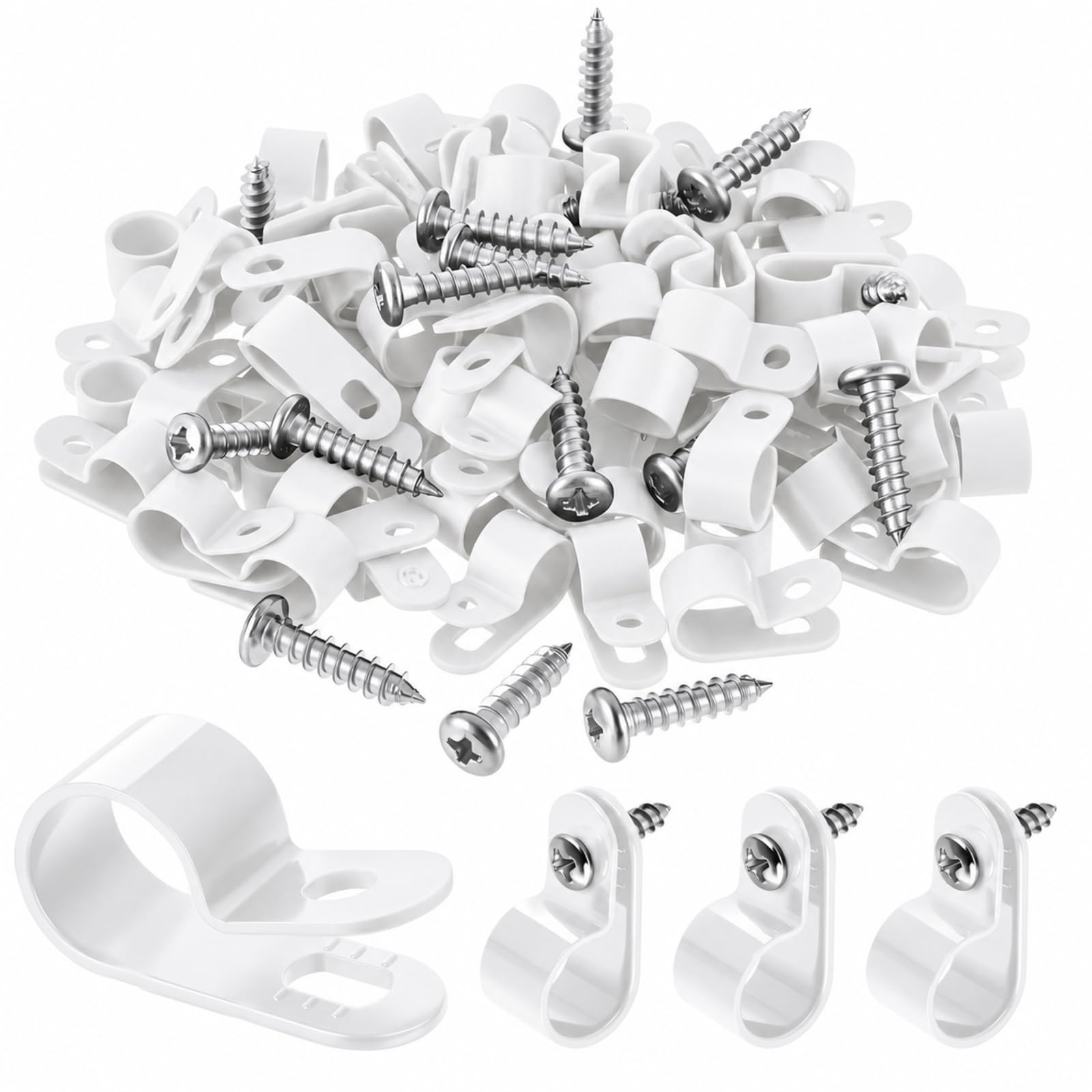 Yaocom 1/2 inch Rope Light Clips, White, 100 Pcs