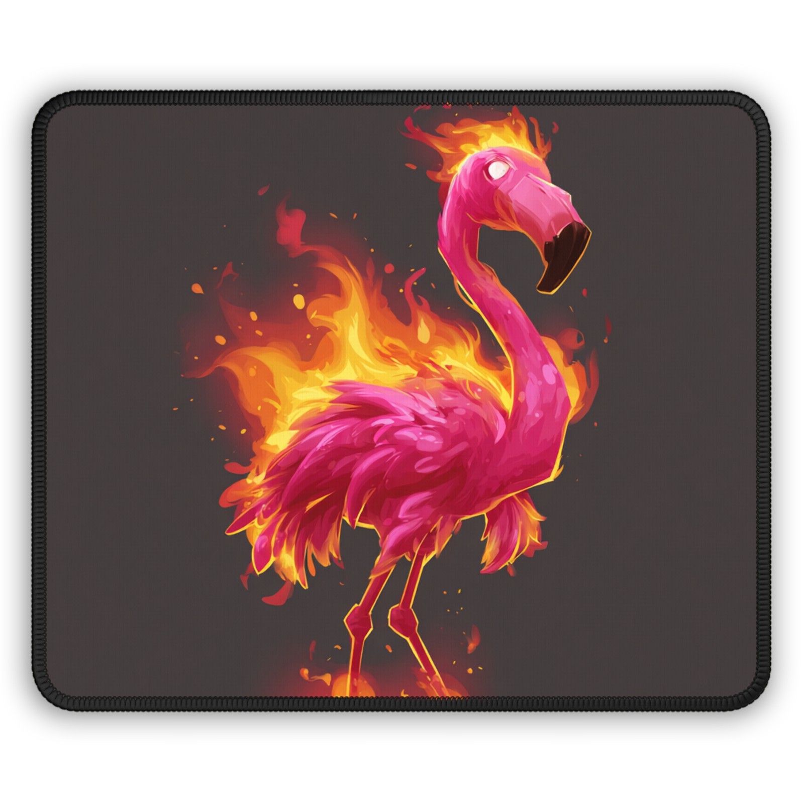 Flaming Pink Flamingo Gaming Mouse Pad | Fire Bird Desk Mat