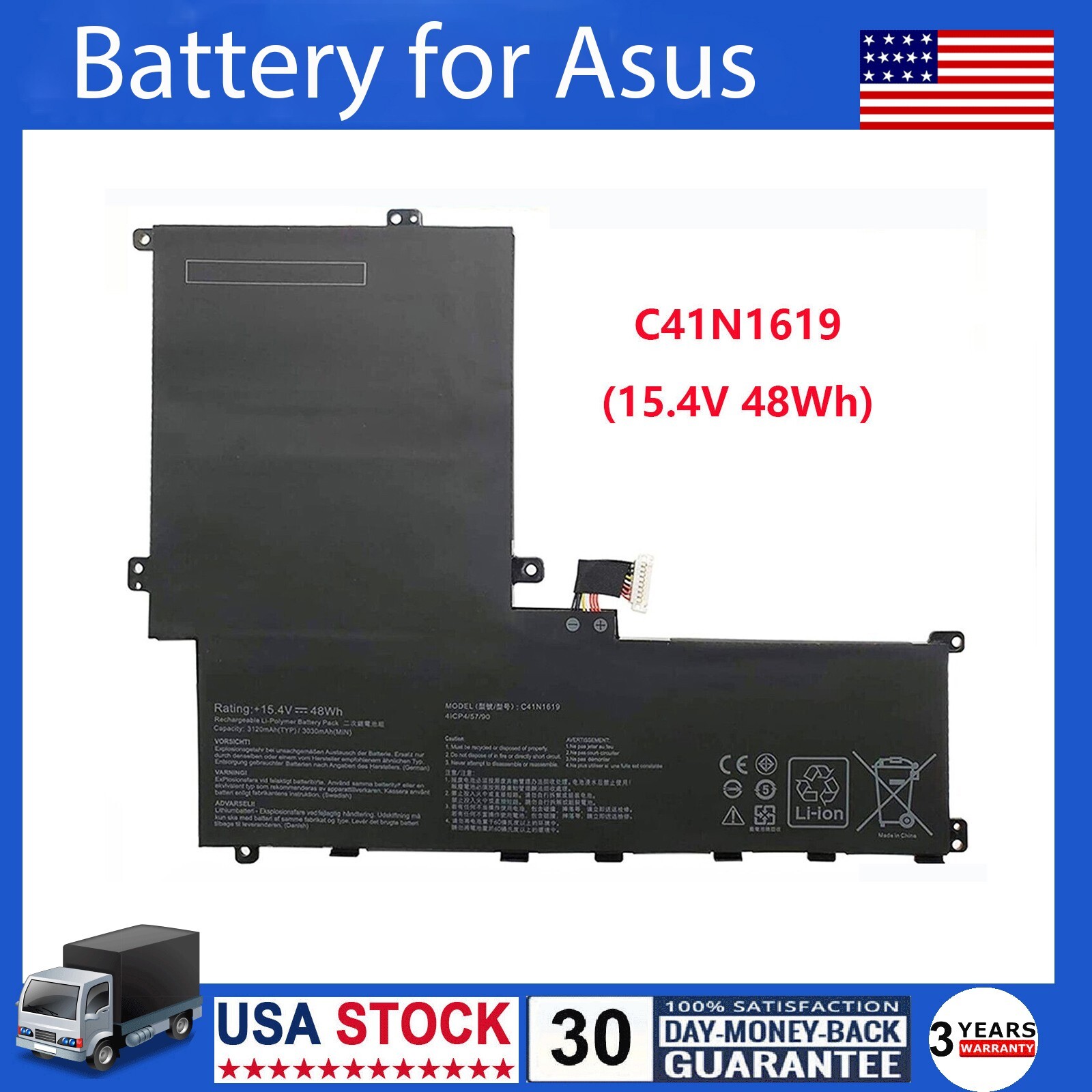 C41N1619 Battery For Asus Pro Advanced B9440 B9440UA B9440FA B9440UA7200 US 48Wh