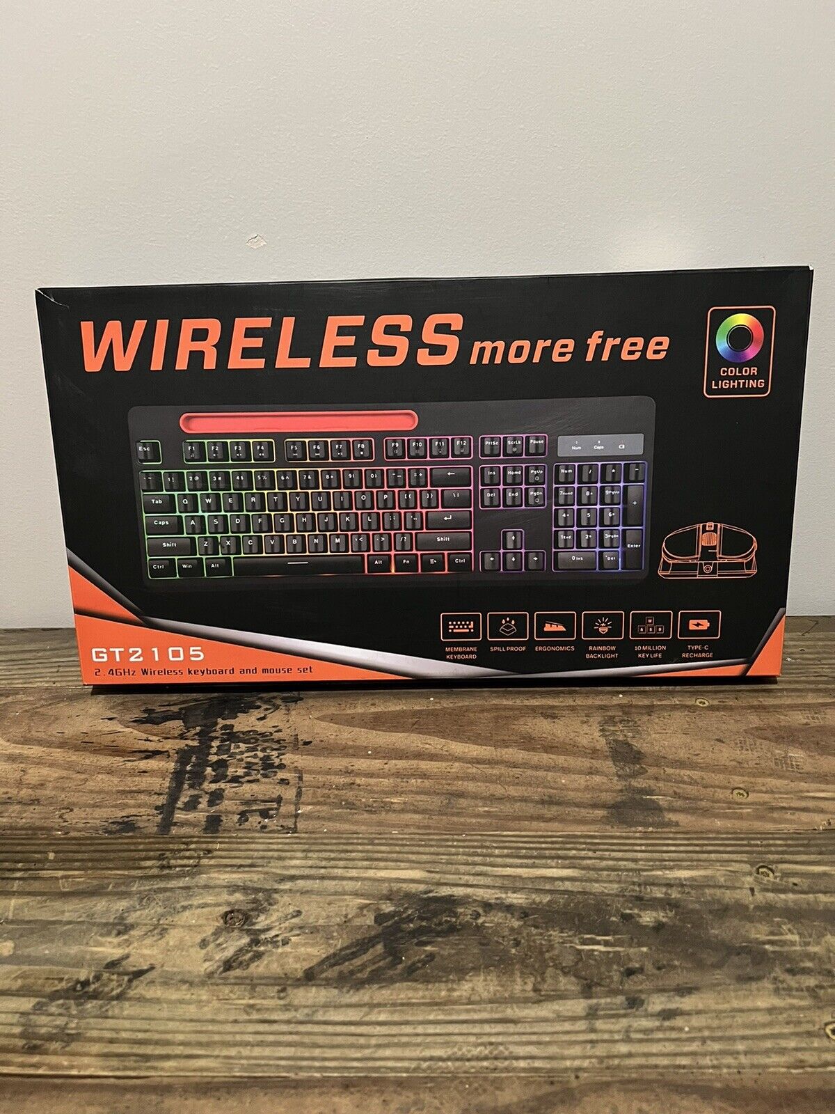 Wireless Gaming Keyboard Full Size and Mouse Combo, GT2105 2.46 Hz