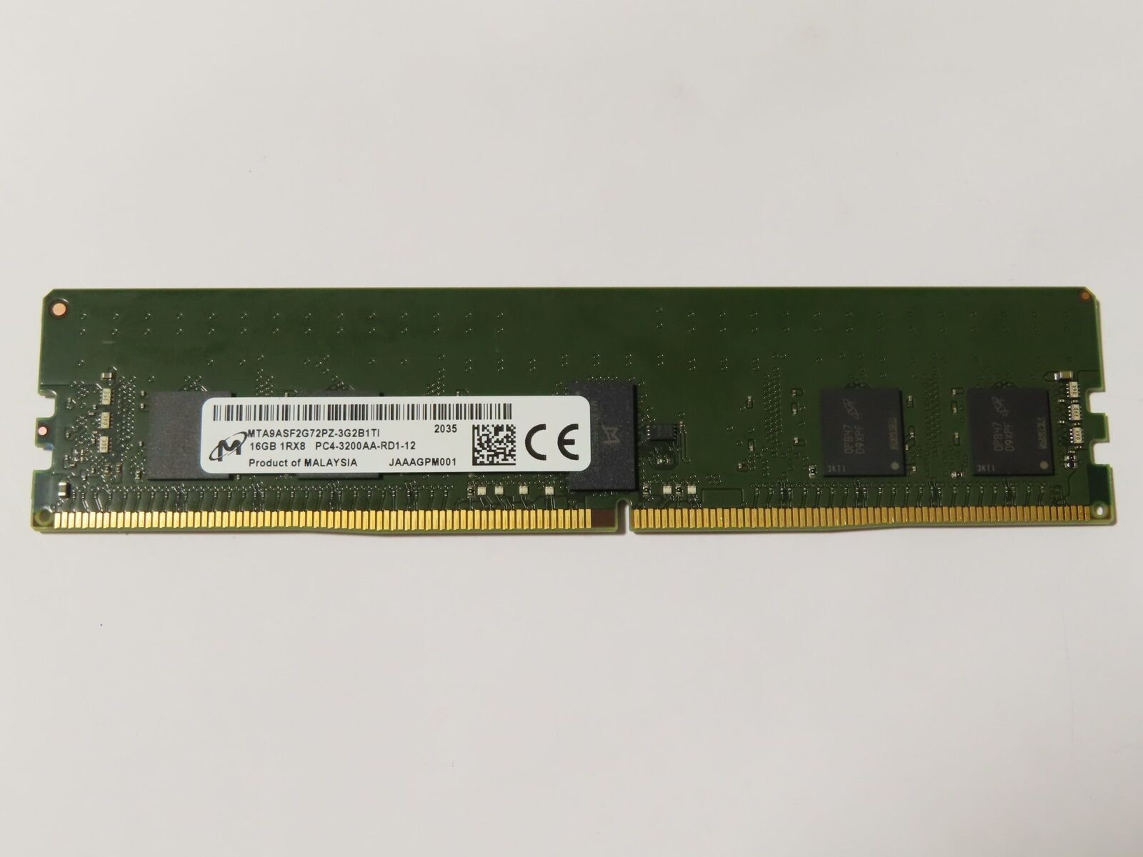 Micron 16GB 1Rx8 PC4-3200AA DDR4 ECC REG RDIMM RAM Memory MTA9ASF2G72PZ-3G2B1