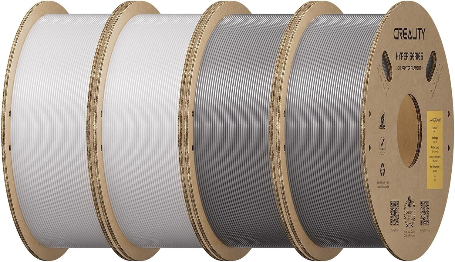 Hyper-PETG Filament, 4kg, 1.75mm, Dimensional Speed ±0.03mm, 3D Printer Filament