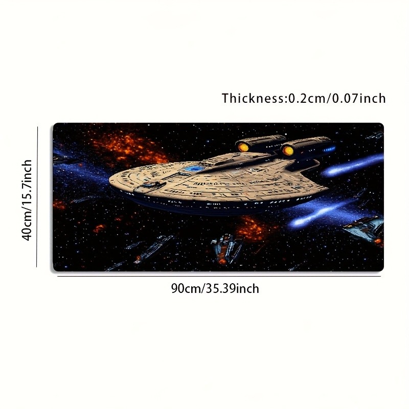 1pc Large Size Gaming Mouse Pad, Pixel Art Starship Universe Scene Pattern, No