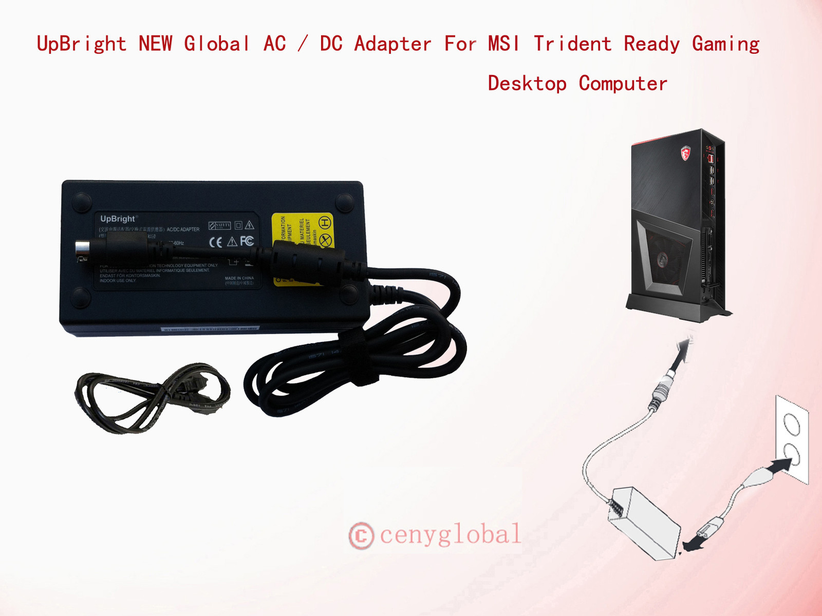 19.5V 11.8A AC/DC Adapter For MSI Trident Ready Gaming Desktop Computer PC 330W