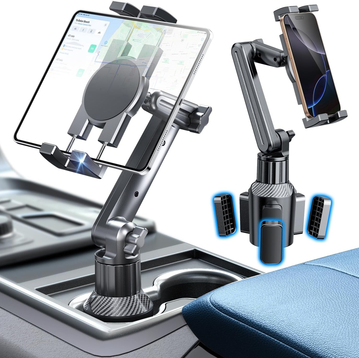 Car Cup Holder Tablet Mount Stand for iPad Pro Air Surface Phone 12.9"