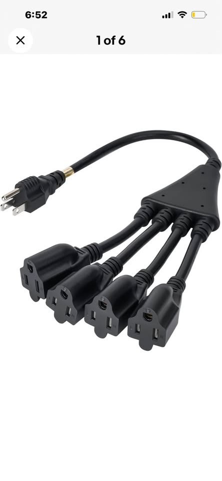4 Way Power Splitter – 1 to 4 Cable Strip With 3 Pronged Outlet (Package of 5)