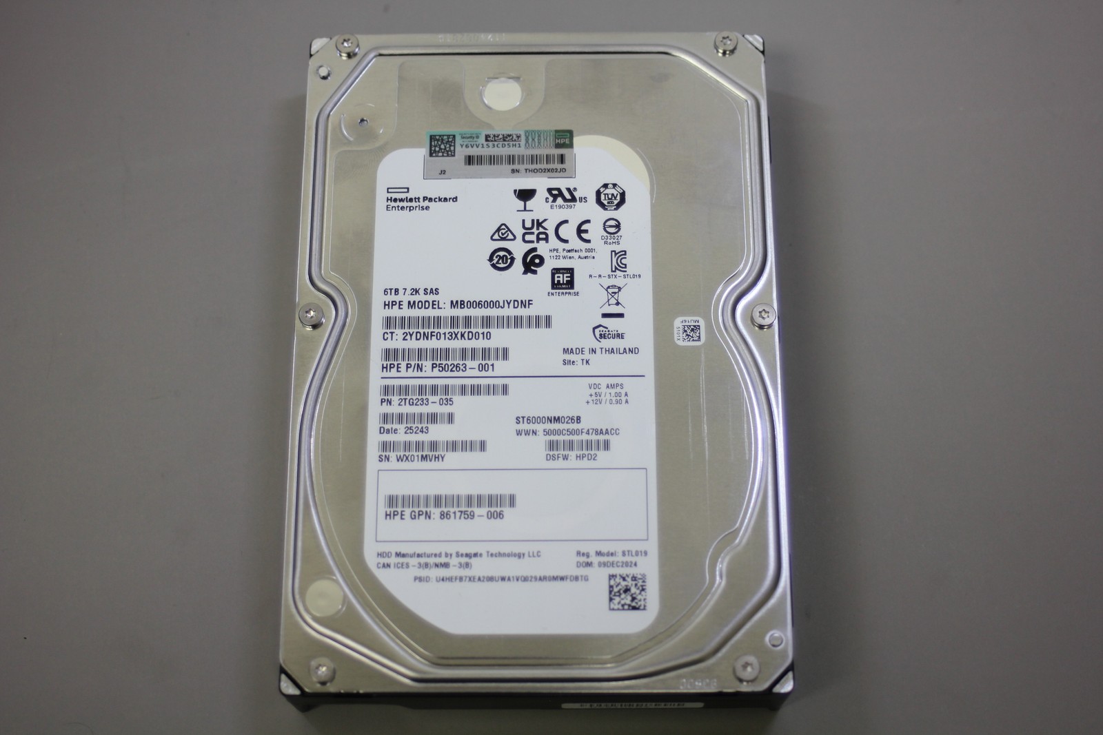 NEW HPE Hewlett Packard Enterprise 6TB 7.2K 3.5" SAS HDD MB006000JYDNF P50263-00