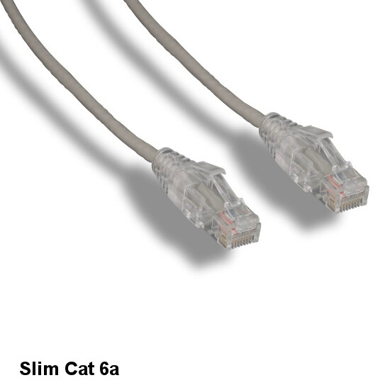 Kentek Gray 10ft Ultra Slim Cat6A Patch Cable 28AWG UTP Snagless Ethernet LAN
