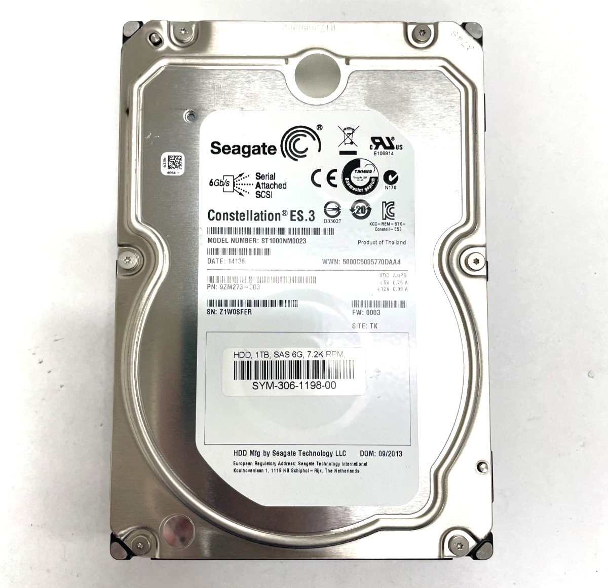Seagate Constellation ES.3 ST1000NM0023 1TB 7200 RPM SAS 6 Gb/s Hard Drive HDD