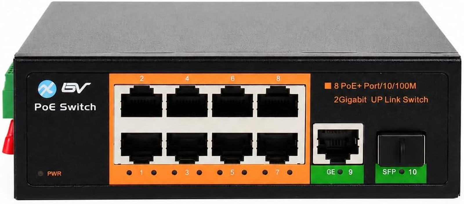 -Tech 8-Port Industrial DIN Rail Poe+ Switch, Gigabit & SFP Uplinks, 120W