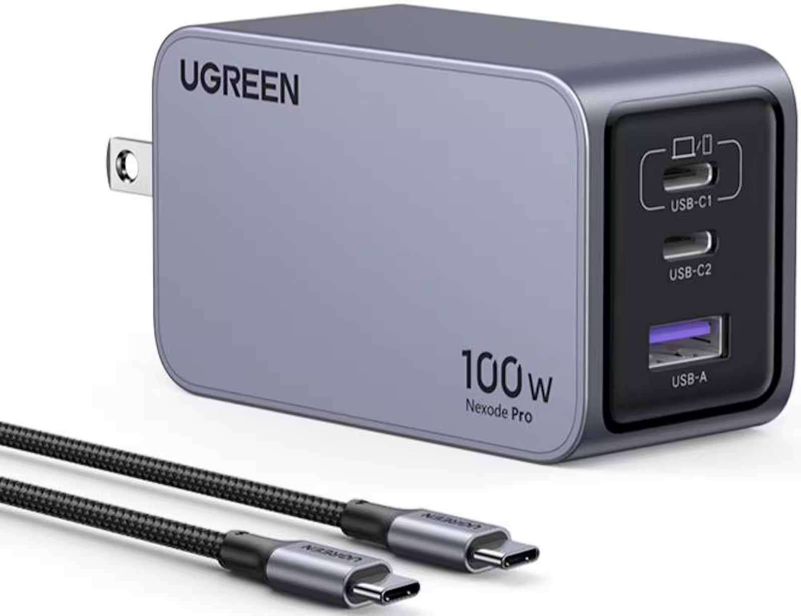 UGREEN - Nexode Pro 100W USB-C Charger Set, PPS 3-Port Compact Foldable GaN C...