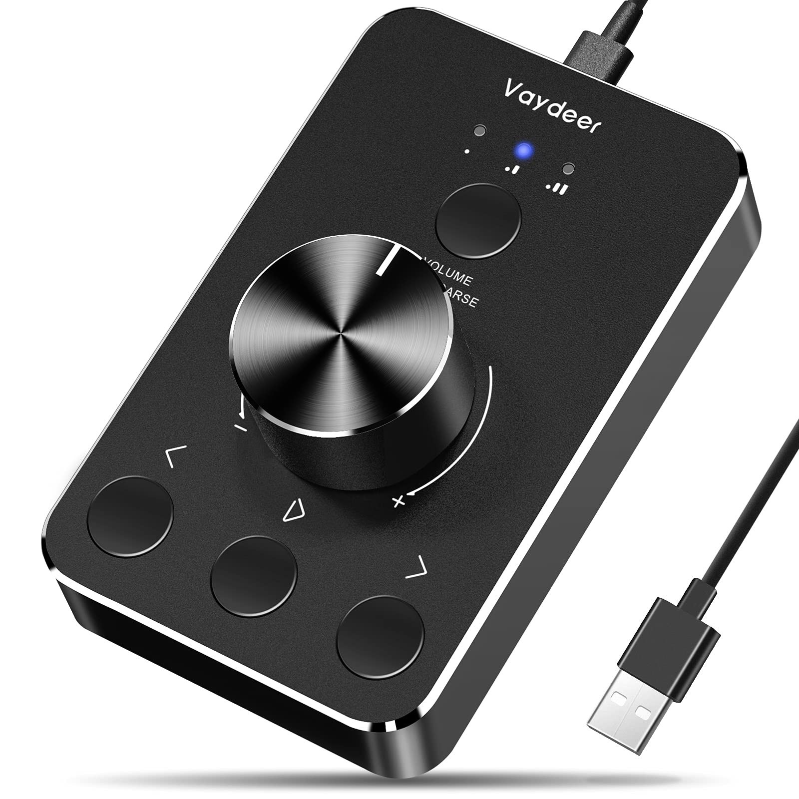 USB Volume Control Knob Aluminum Push-to-Mute Audio Controller for Windows Mac