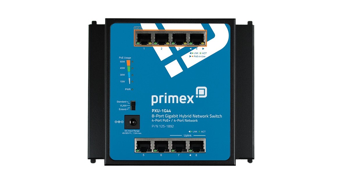 Primex 125-1892 8-Port Gigabit Hybrid Network Switch
