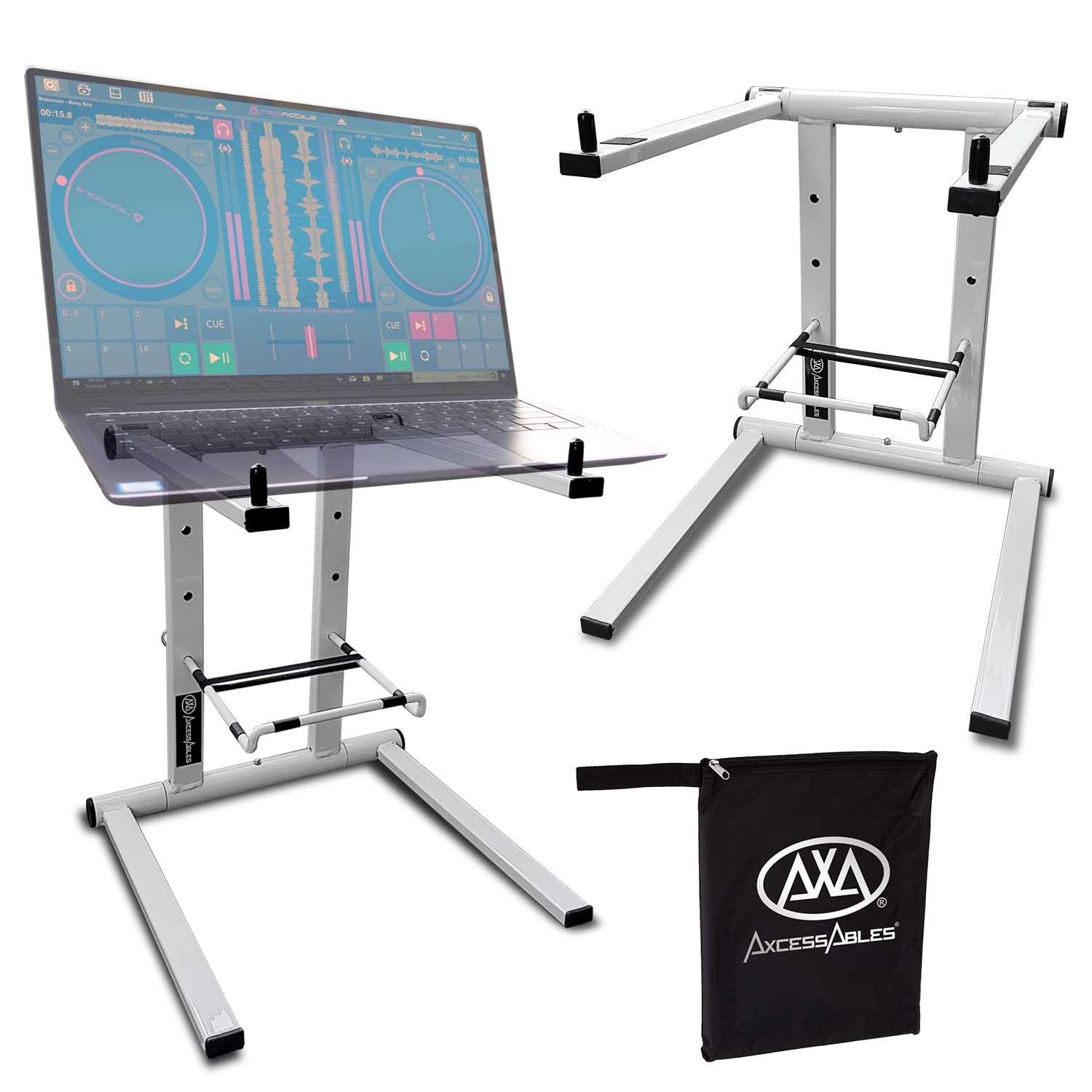 AxcessAbles Portable DJ Laptop Stand with Bag | Folding Laptop Stand | Elevated