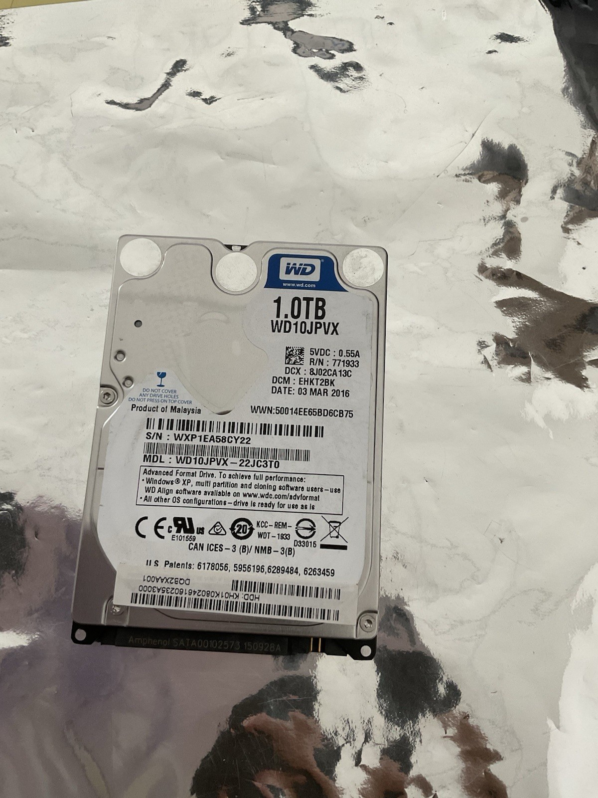 WD Blue WD10JPVX-75JC3T0 1TB 5400RPM Laptop 2.5" SATA Hard Drive