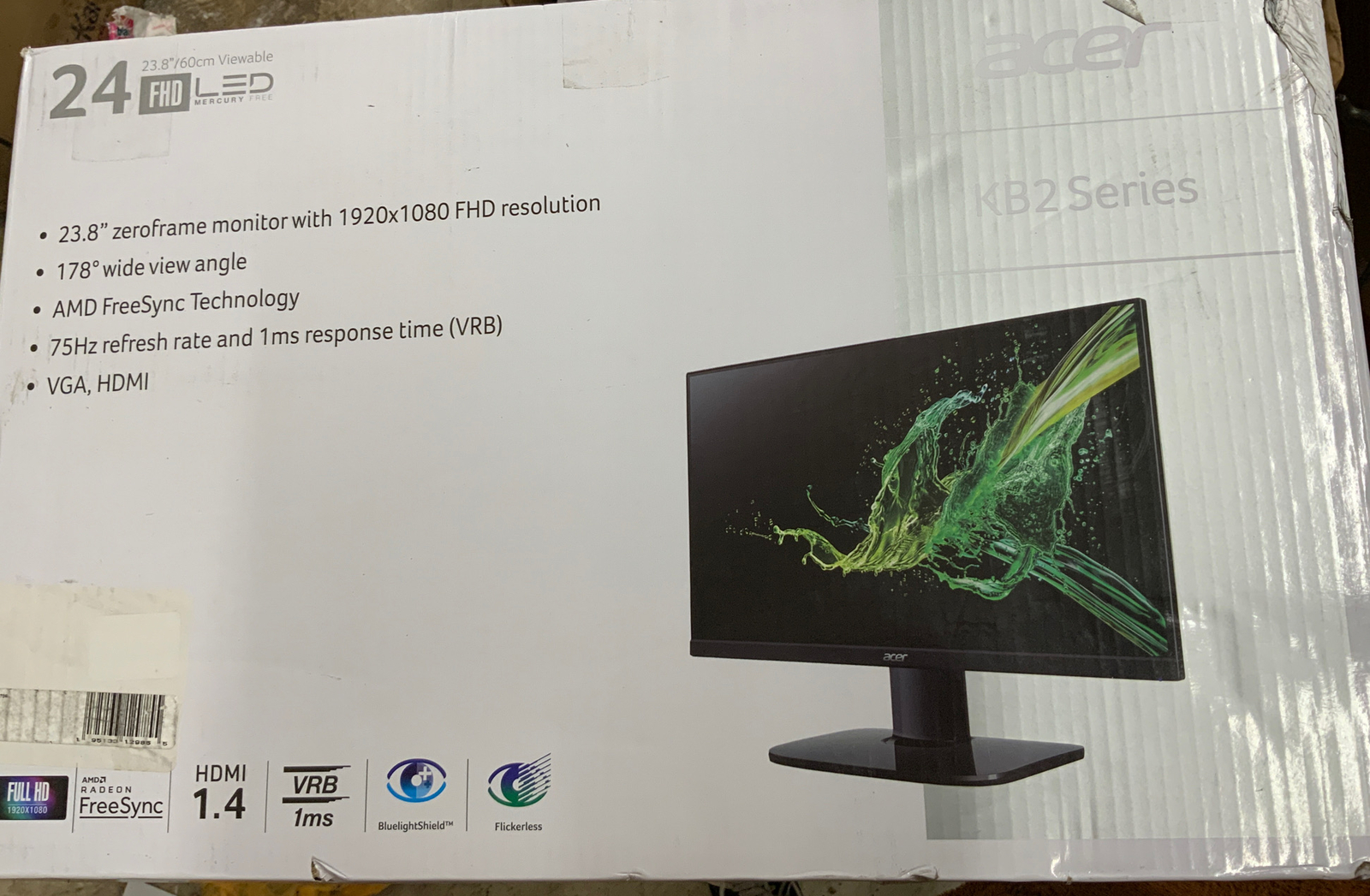 🧷 Acer 23.8" Full HD Computer Monitor, AMD FreeSync, 75hz Refresh 🆕 As Shown