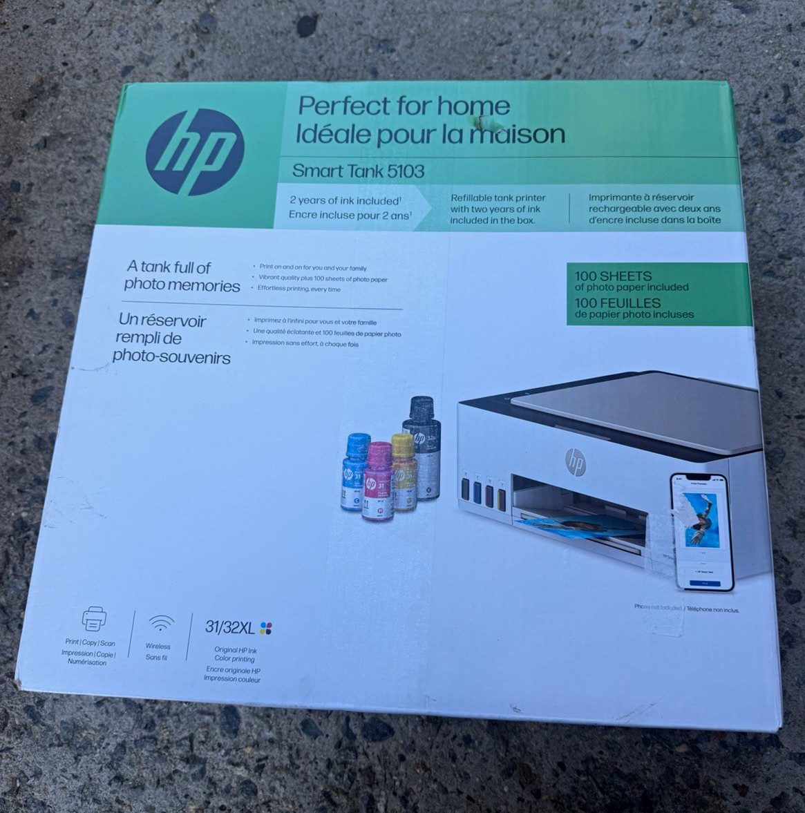 HP Smart Tank 5103 All-In-One Wireless Color Ink Tank Printer w/ Scanner Copier