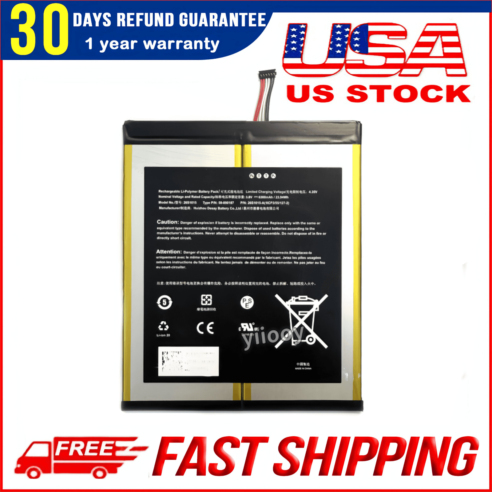 New OEM 58-000187 26S1015 Battery For Amazon Fire HD 10 7th Gen 10.1" SL056ZE
