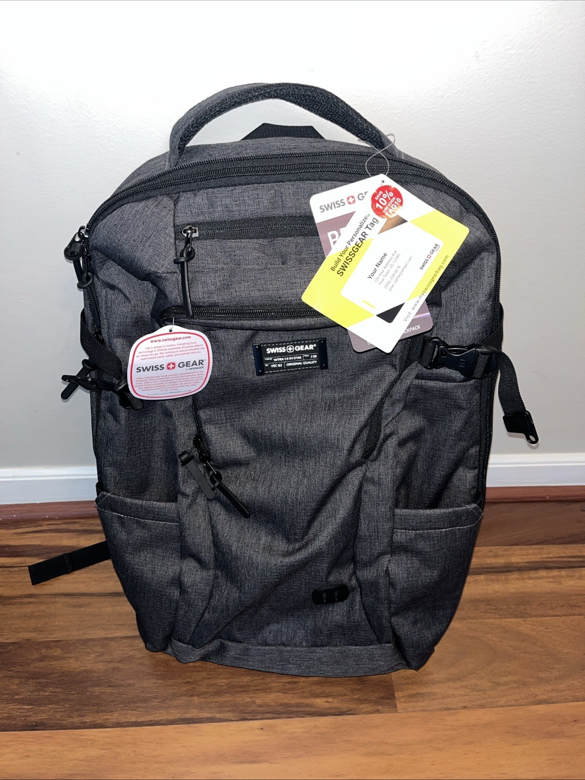 SwissGear Hybrid Travel Laptop Backpack 22 in - Heather Gray. 721427024096.