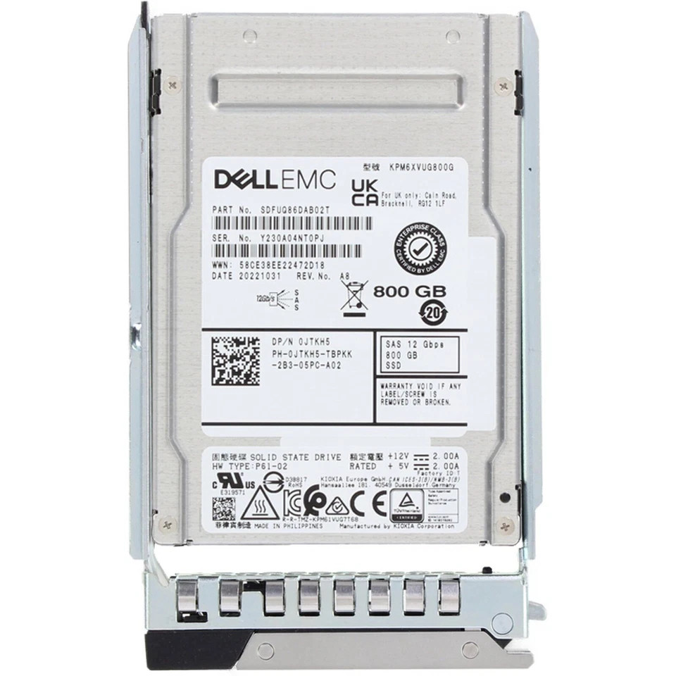 NewJTKH5 0JTKH5 DELL EMC 800GB SAS 2.5'' 12Gb/s MIXED-USE SSD 14/15/16G KIT