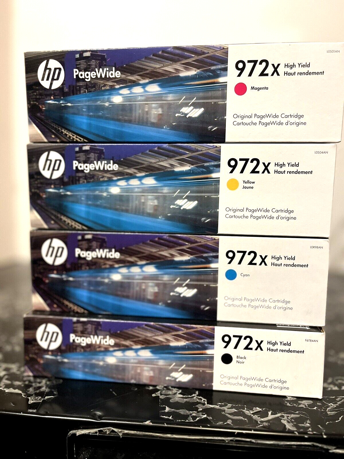 Genuine HP 972X (Exp 2027) PageWide High Yield Cartridge,Set of 4,KMYC,Sealed