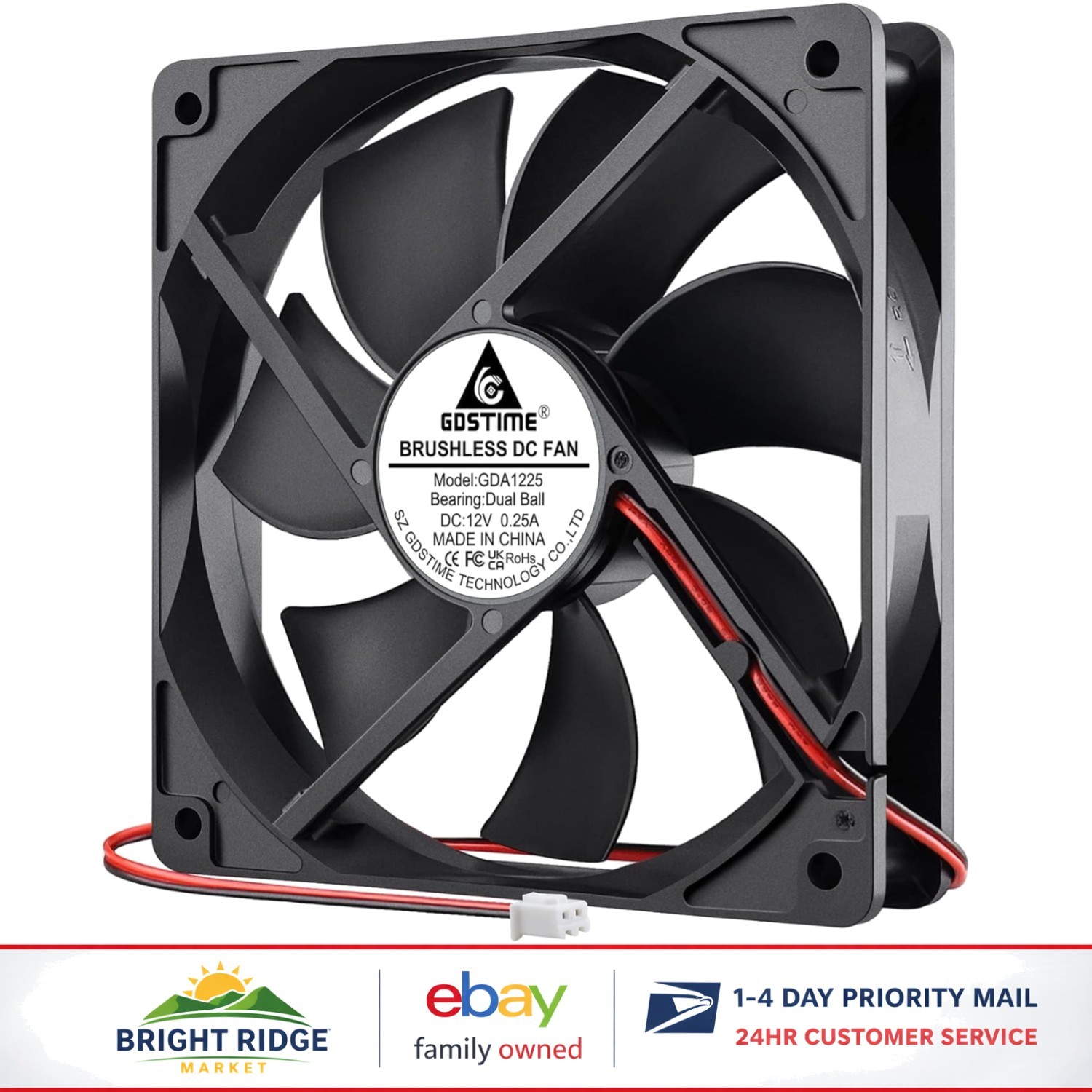 120mm Brushless DC Cooling Fan for Desktop, 12V with Dual Ball Bearings