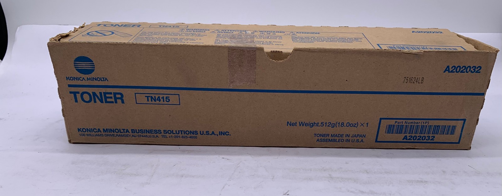 Genuine Konica Minolta TN415 (A202032) Toner Cartridge, Black, 25K Yield, OEM