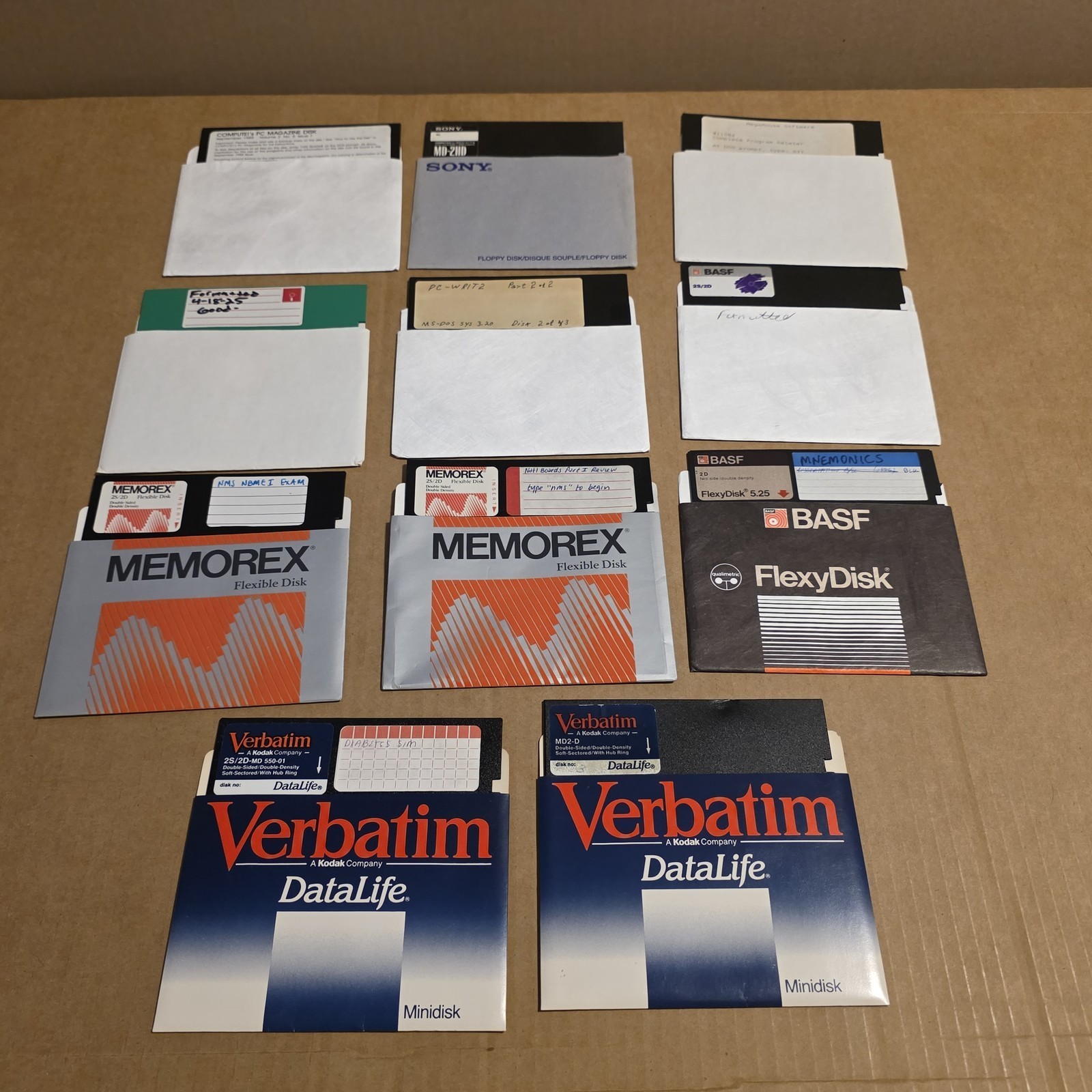 Vintage 5.25” Floppy Disk Lot w/ Sleeves Memorex BASF Verbatim IBM PC