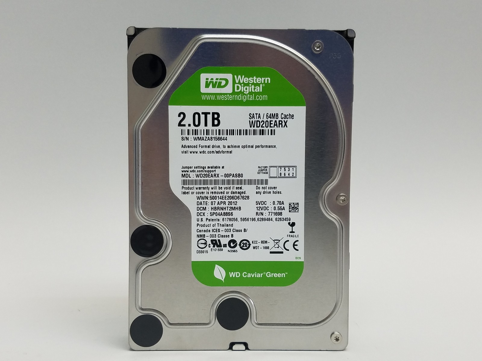 Western Digital WD Caviar Green WD20EARX 2TB 3.5" SATA III Desktop Hard Drive