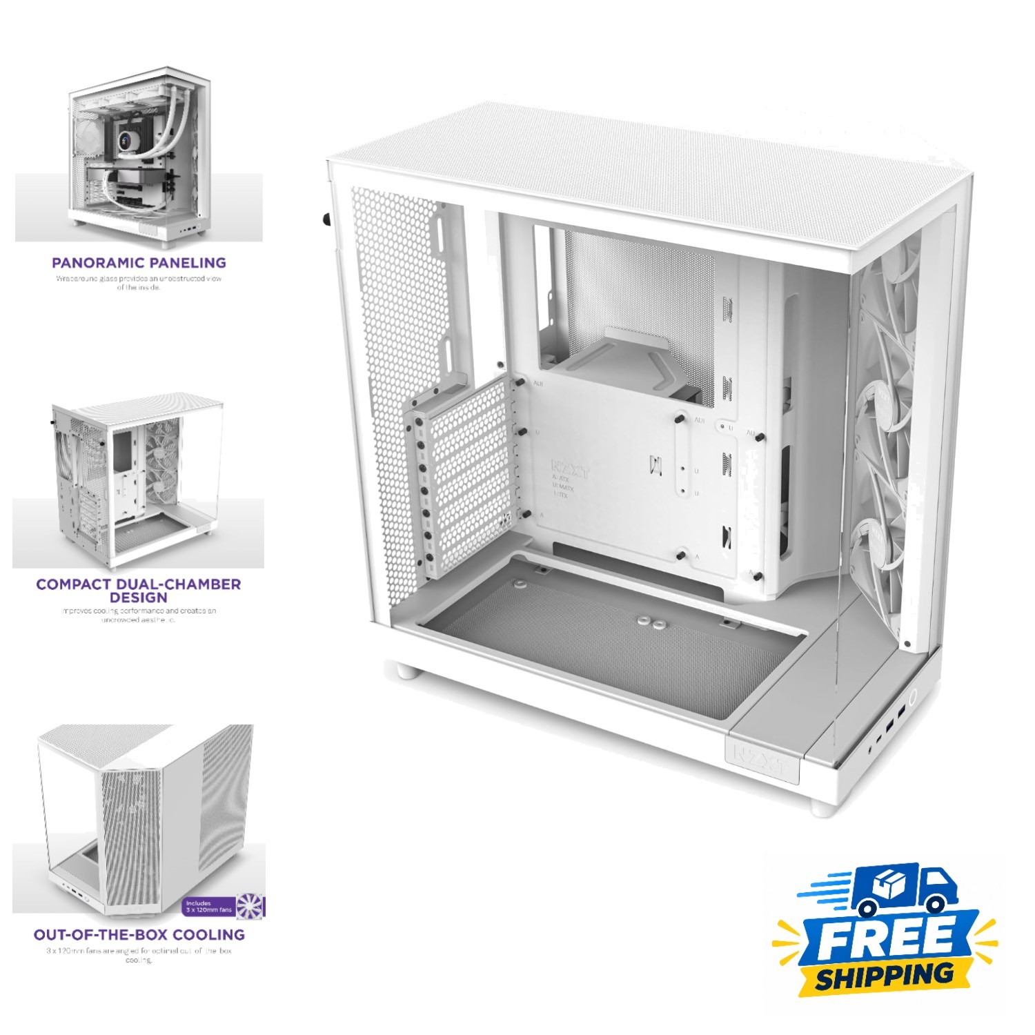 Compact H6 Flow Airflow Case for ATX, Micro-ATX, Mini-ITX - Sleek Gaming Design