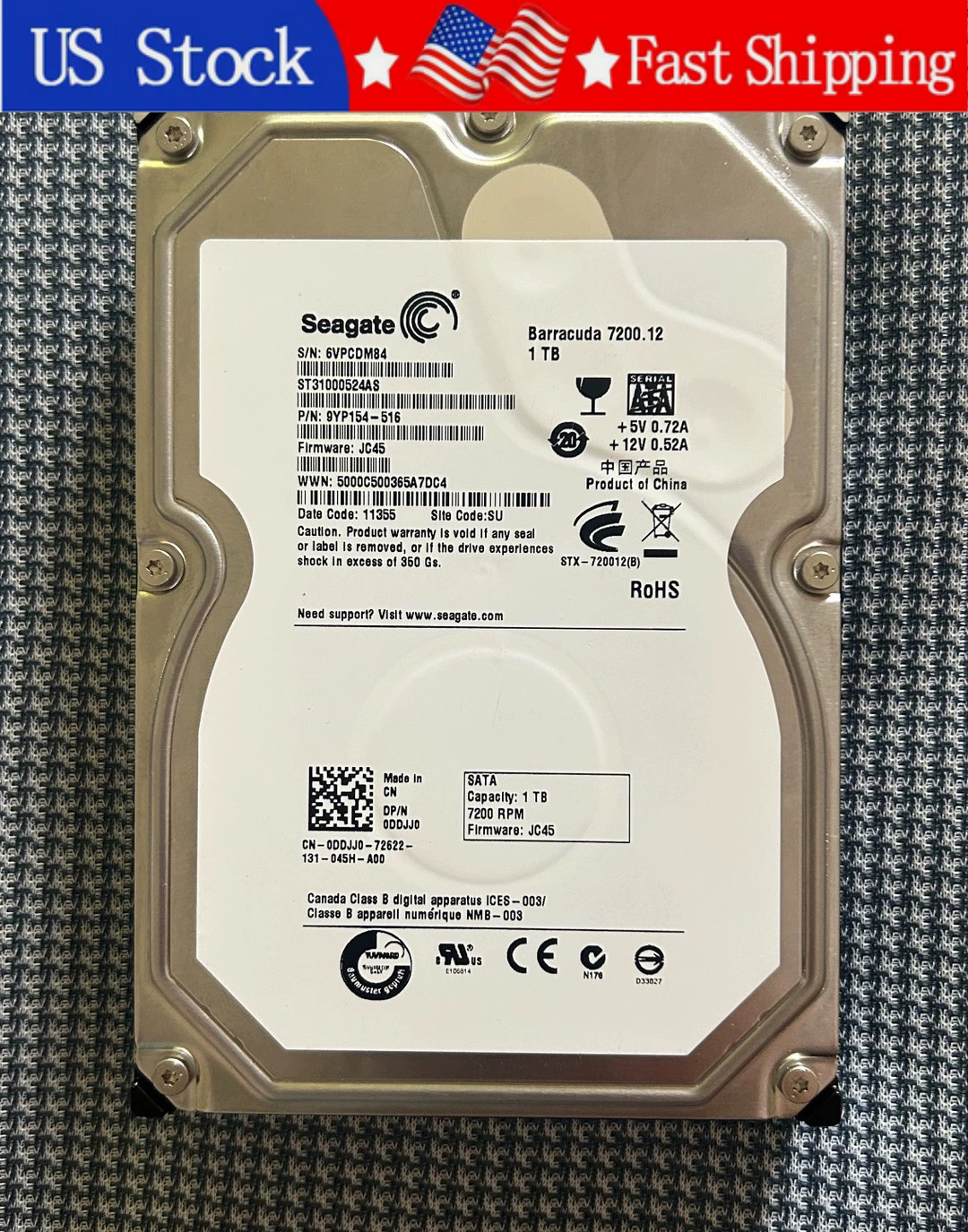 New Seagate ST31000524AS 7200.12 1TB 7200RPM SATA 3.5" Internal Hard Drive