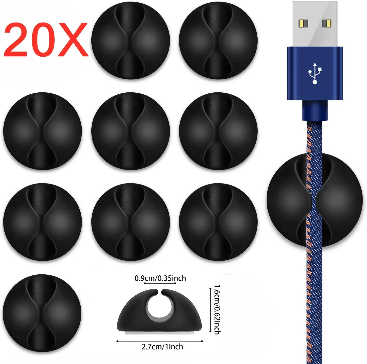 5/10/20PCS Cable Organizer Silicone USB Cable Winder Flexible Cable Management