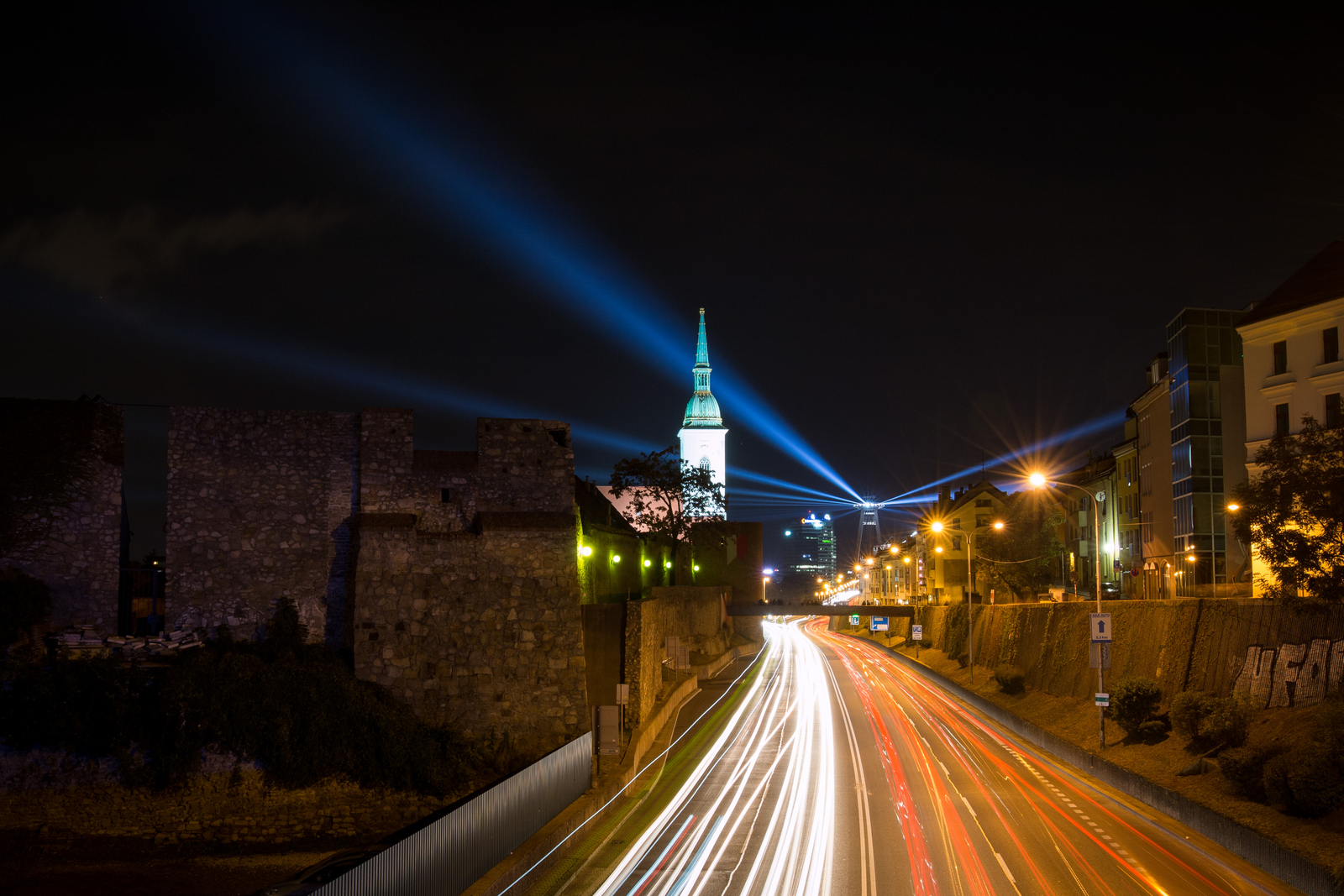 Landscape bratislava slovakia city night lights Custom Gaming Mat Desk