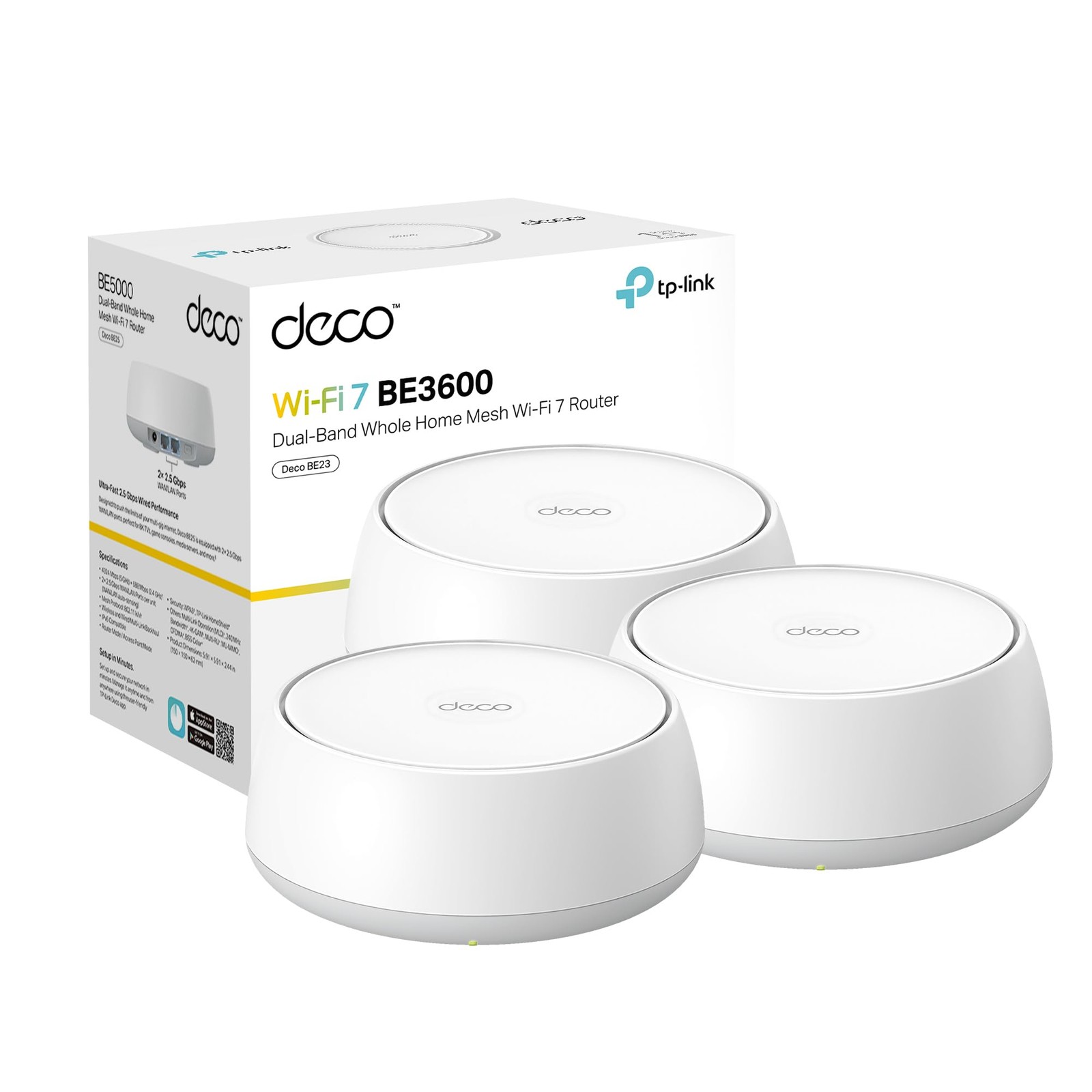 TPLink Deco 7 BE23 DualBand BE3600 WiFi 7 Mesh WiFi System | 4Stream 3.6 Gbps...