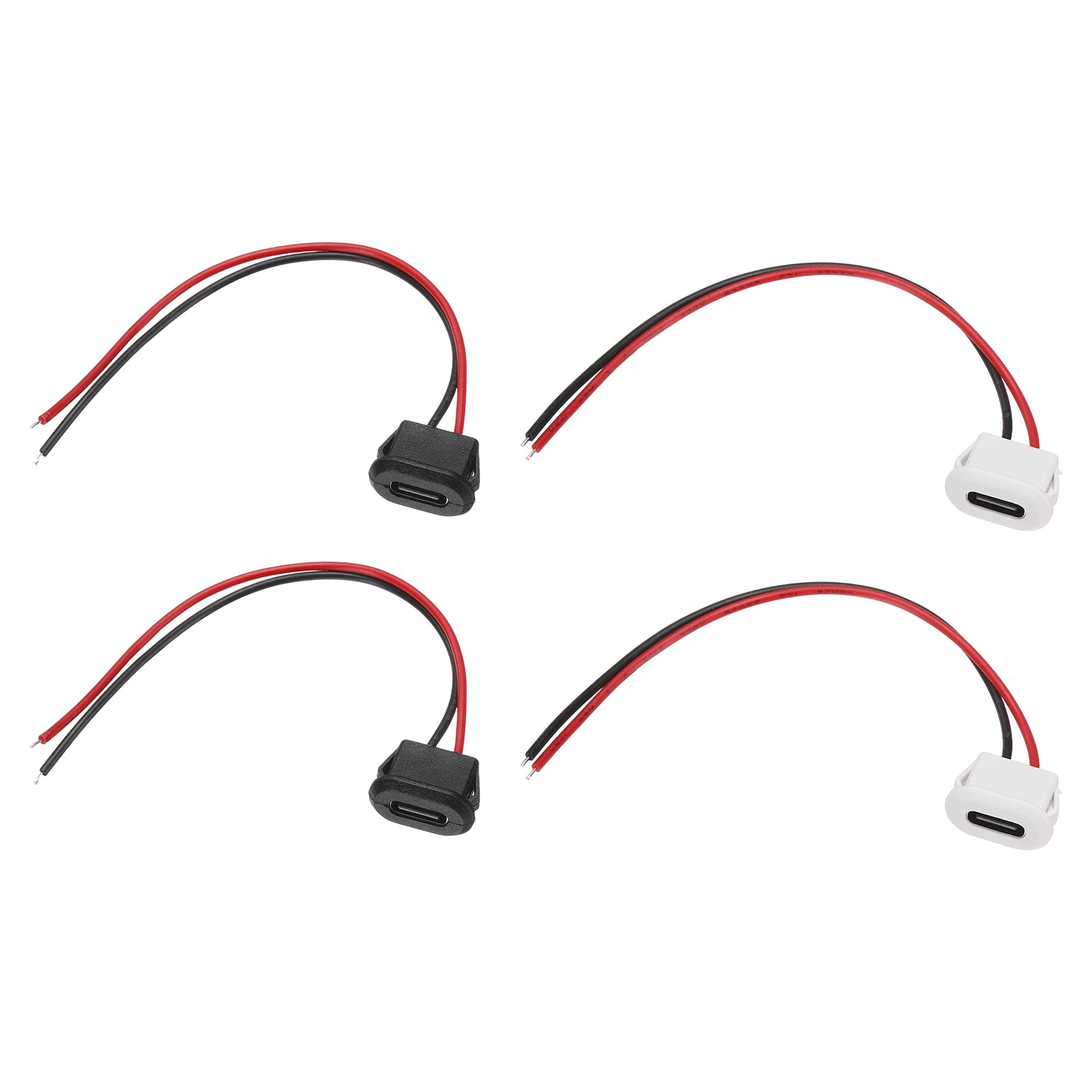 4pcs Type-C Square USB-C Female Socket to 2 Pin Pigtail Extension Wire