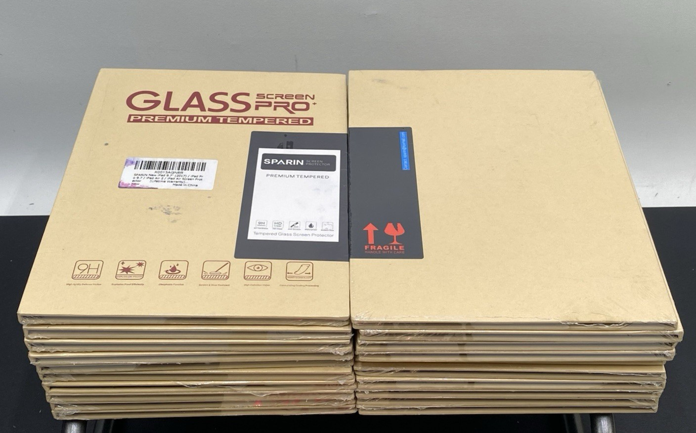 Lot of 21 SPARIN iPad 9.7" Screen Protector, New, Tempered Glass, HD Clear