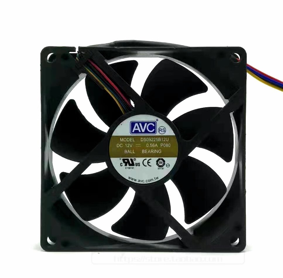 AVC DS09225B12U 9025 12V 0.56A 4-Wire 9CM Dual Ball Cooling Fan