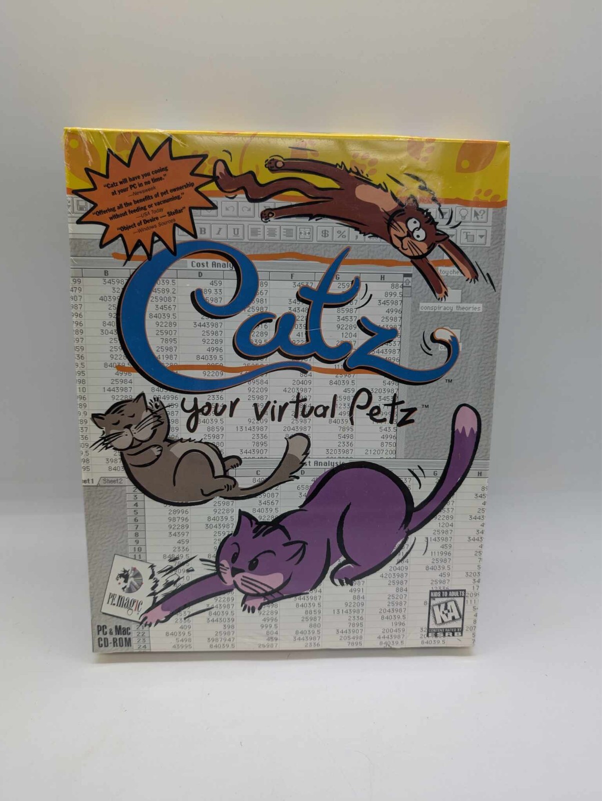 Brand New Catz Your Virtual Petz PC Mac CD ROM 1996 BIG BOX Computer Software