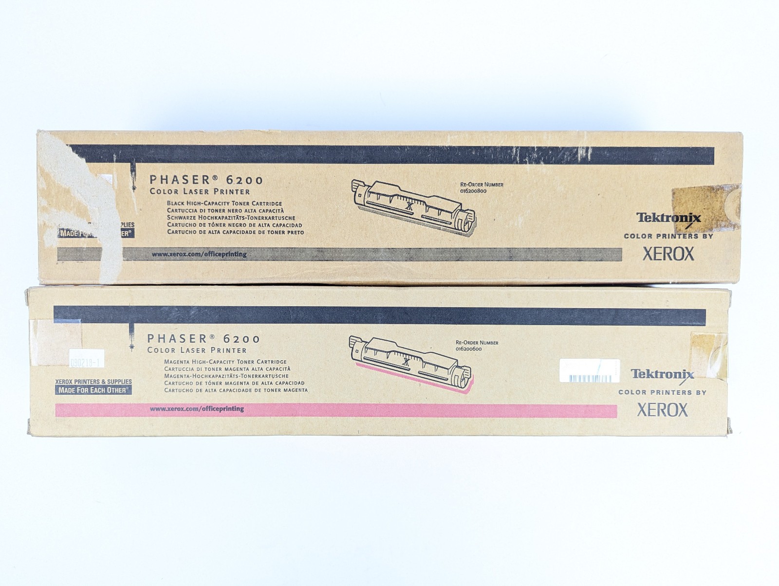 *LOT 2* Phaser 6200 Magenta, Black Tektronix Xerox High Capacity Toner Cartridge