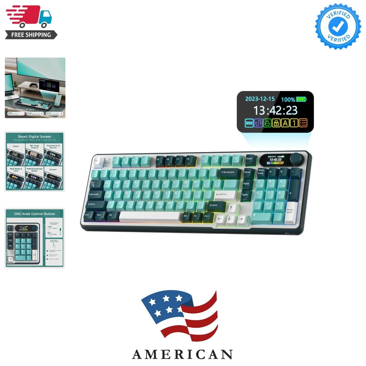 S98 Mechanical Keyboard w/Smart Display & Knob, Top Mount 96% Wireless Mechan...