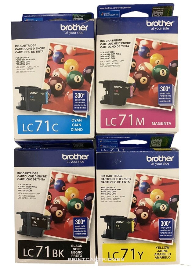 4pcs Genuine Brother LC71 Black Cyan Magenta Yellow Ink Cartridges Set LC71