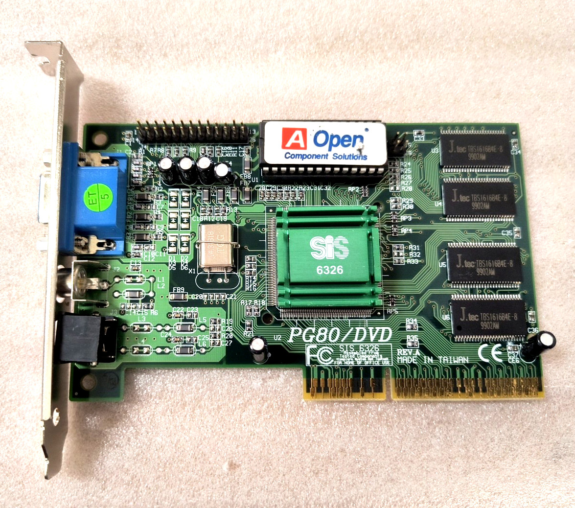 * SALE VINTAGE AOPEN PG80/DVD SIS 6326 8 MB AGP VGA CARD 91.AC821.007 SV MXB94B