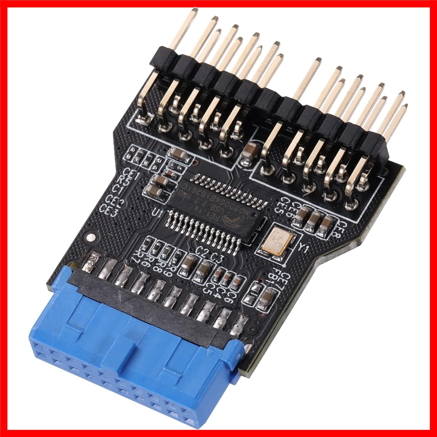 Dual 9 Pin USB 2.0 Male to 19 Pin USB 3.0 Female Connector - Portable Design